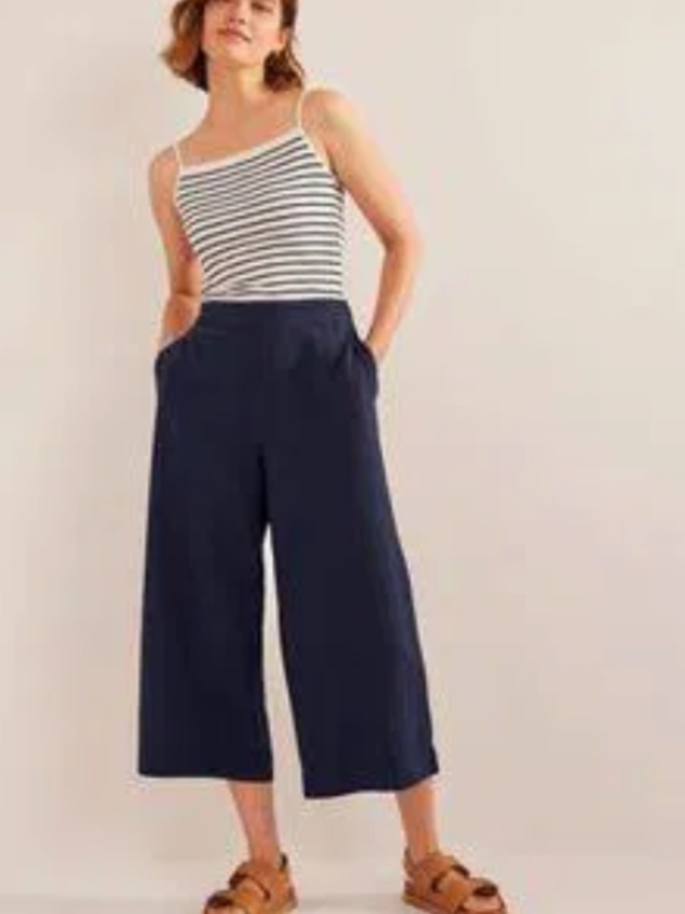 Boden Relaxed Trouser Cheesecloth - Navy